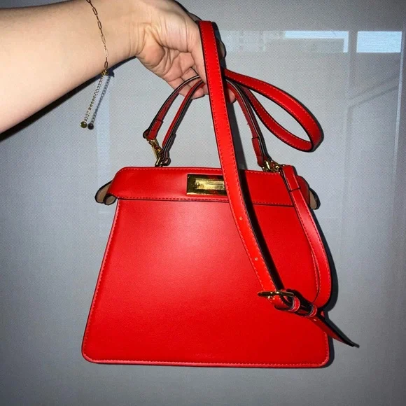 Vibrant Red Designer Stunning Luxe High End Structured Woven Bag (Emily in Paris - Picture 12 of 17